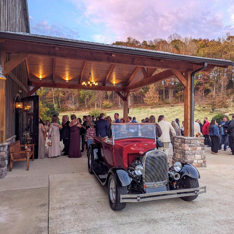 Outdoor wedding ceremony setup under the beautiful open sky.